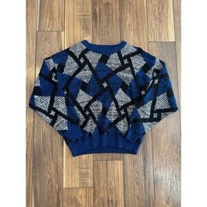 VINTAGE 90s ROBERT BRUCE SWEATER MENS LARGE  MULTICOLOR ABSTRACT GEOMETRIC